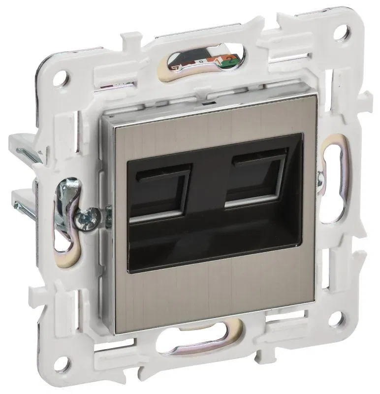 Розетка компьютерная двойн. RJ45 кат.6 SKANDY SK-K04N никель IEK SK-K20-2-K50