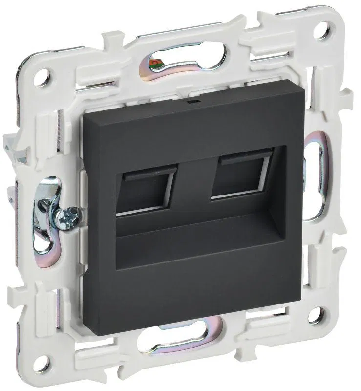 Розетка компьютерная двойн. RJ45 кат.6 SKANDY SK-K04G графит IEK SK-K20-2-K53