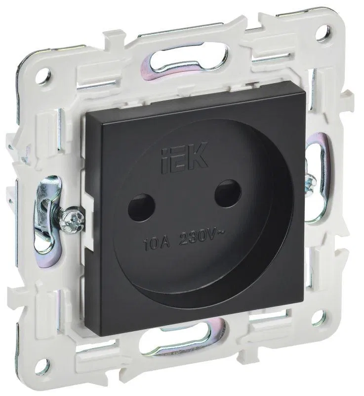 Розетка SKANDY 10А без заземл. защ. шторки SK-R01Bl черн. IEK SK-R13-10-K02