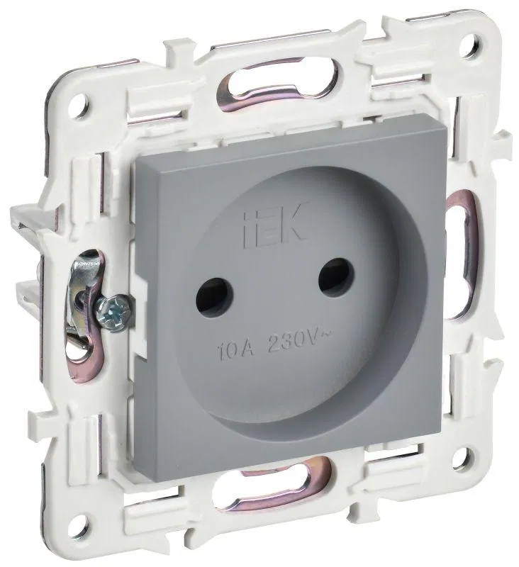 Розетка SKANDY 10А без заземл. защ. шторки SK-R01Gr сер. IEK SK-R13-10-K03