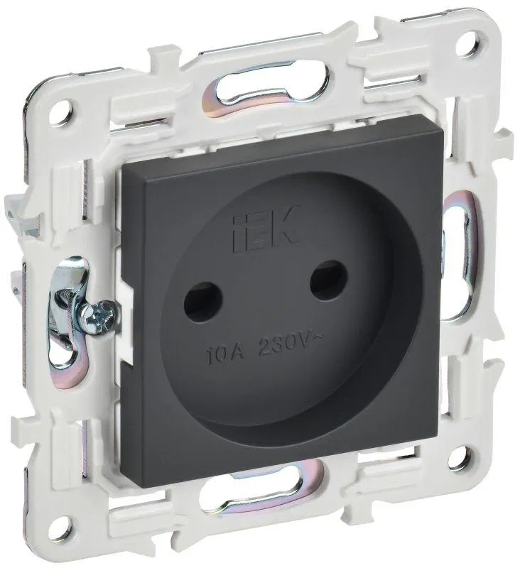 Розетка SKANDY 10А без заземл. защ. шторки SK-R01T титан IEK SK-R13-10-K48