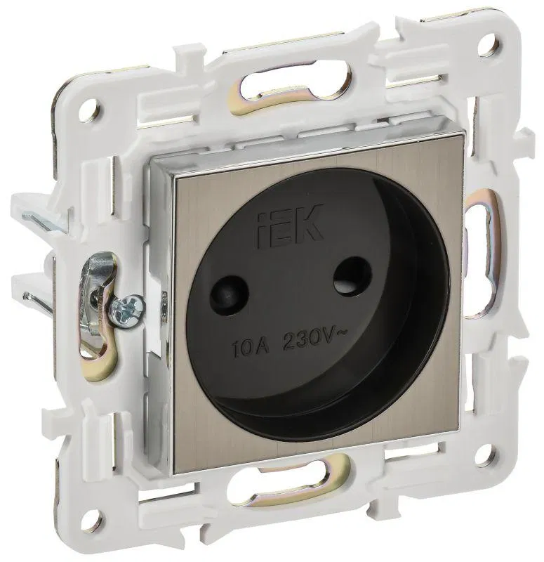 Розетка SKANDY 10А без заземл. защ. шторки SK-R01N никель IEK SK-R13-10-K50