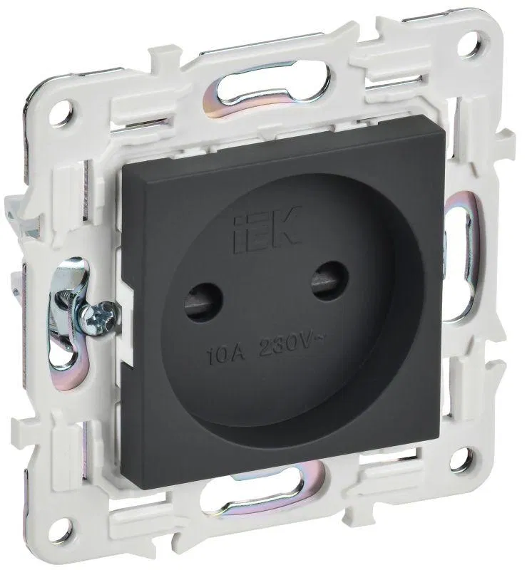 Розетка SKANDY 10А без заземл. защ. шторки SK-R01G графит IEK SK-R13-10-K53