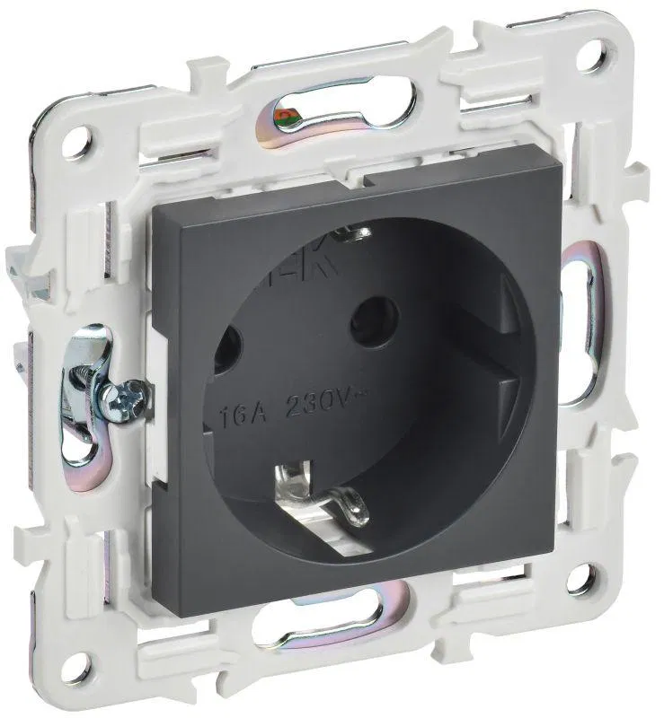 Розетка SKANDY 16А с заземл. защ. шторки SK-R04T титан IEK SK-R14-16-K48