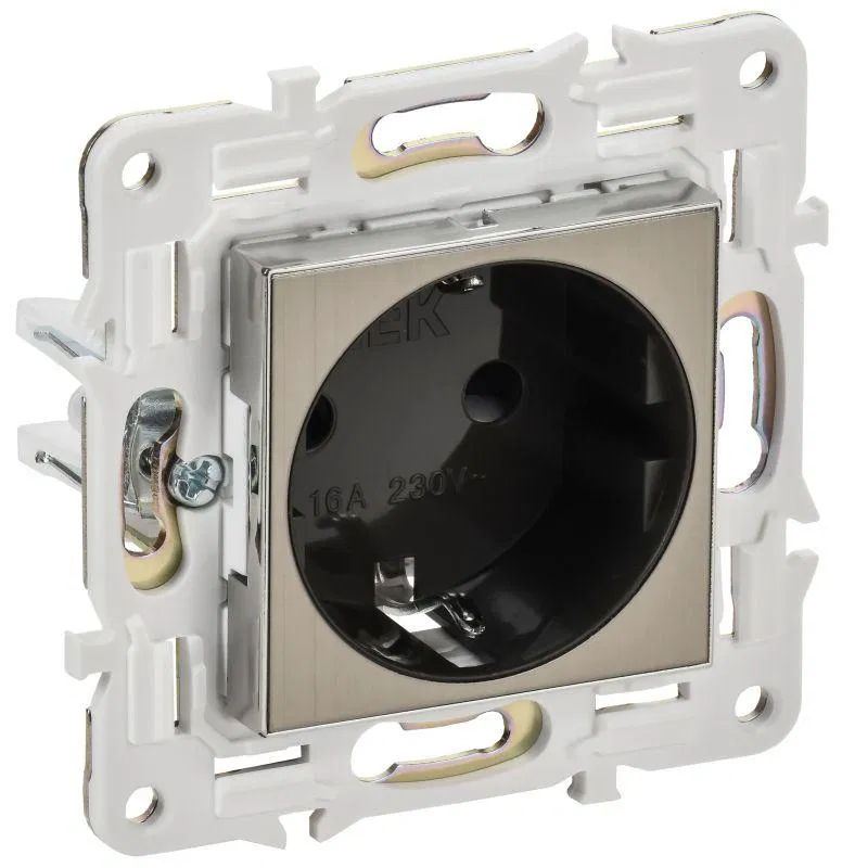 Розетка SKANDY 16А с заземл. защ. шторки SK-R04N никель IEK SK-R14-16-K50