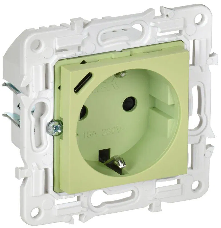 Розетка SKANDY 18Вт 16А с заземл. защ. шторки с USB C SK-R17G мятный IEK SK-R14-16-U14-018-K06