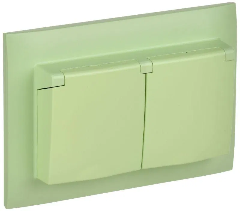 Розетка 2-м SKANDY 16А IP44 с крышкой в сборе SK-R12G мятный IEK SK-R26-16-44-K06-F