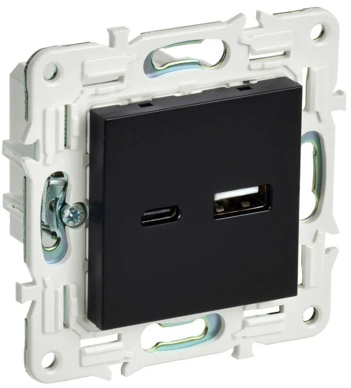 Розетка USB A+C 18Вт SKANDY SK-R13Bl черн. IEK SK-U22-018-K02