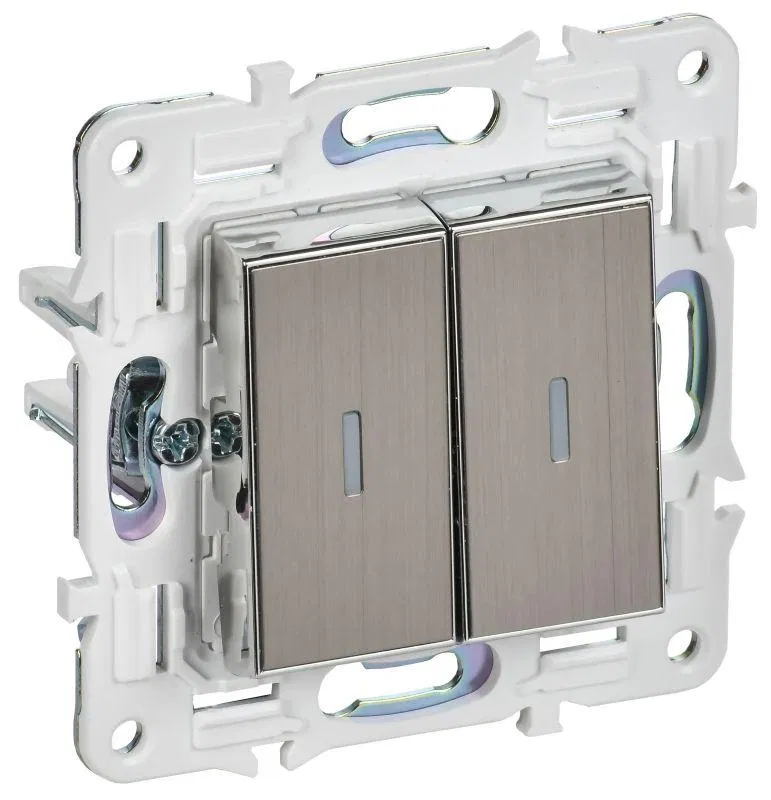 Выключатель 2-кл. SKANDY 10А SK-V09N с индикацией никель IEK SK-V20-1-10-K50