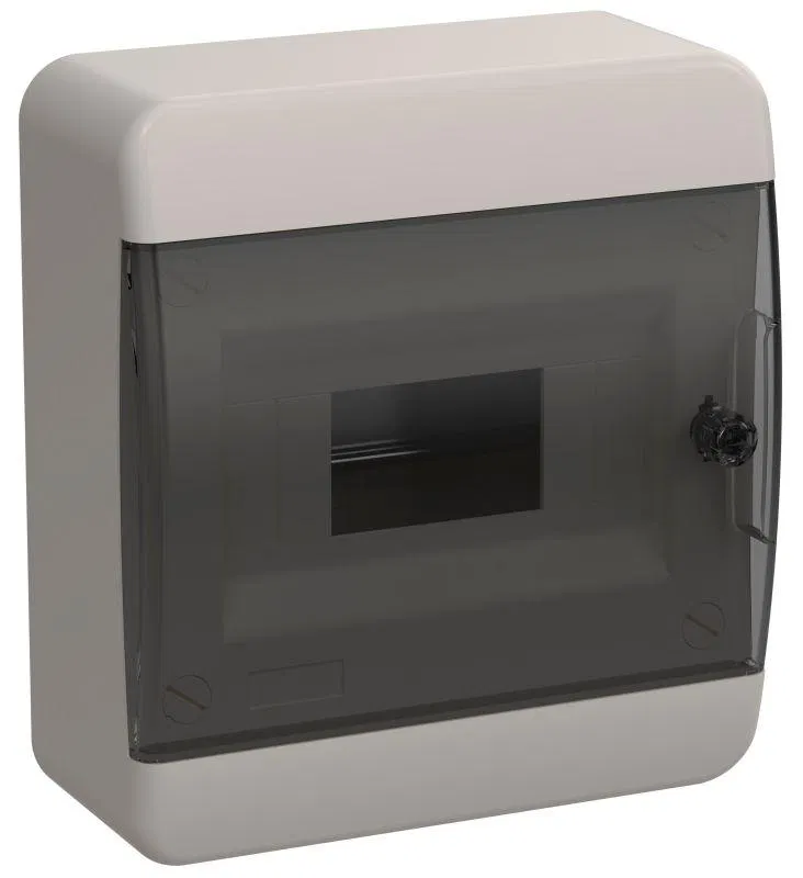 Корпус ЩРН-П-8 TEKFOR IP41 черн. прозр. дверь пластик. IEK TF5-KP12-N-08-41-K01-K03