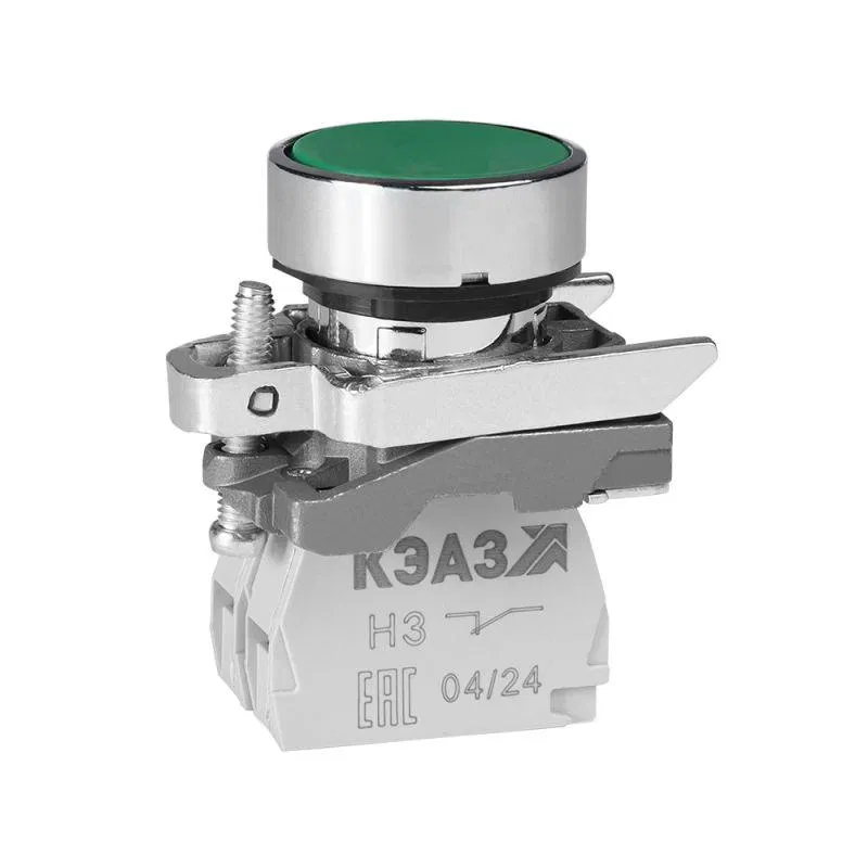 Кнопка КМЕ4210мС-зеленый-1но+0нз-цилиндр-IP65 КЭАЗ 284295