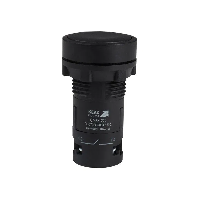 Кнопка с фиксацией OptiSignal Compact D22 С7-PH-220 черн. 2НО XB7NH23 КЭАЗ 362079