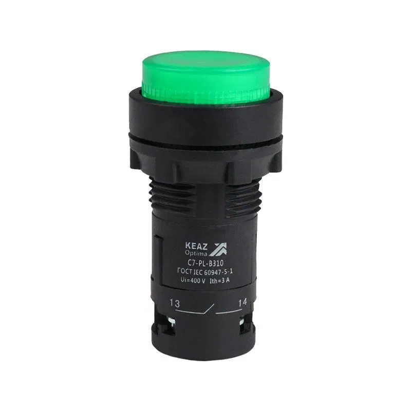 Кнопка с подсветкой OptiSignal Compact D22 С7-PL-B301 зел. 1НЗ 24В AC/DC XB7NW33B2 КЭАЗ 362085