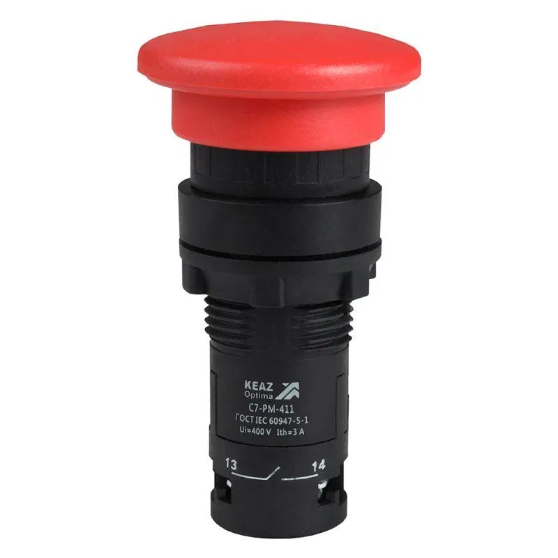Кнопка грибовидная OptiSignal Compact D22 С7-PM-411 красн. 1НО+1НЗ КЭАЗ 362126
