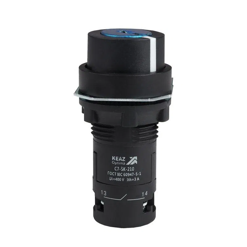 Переключатель 2 положения OptiSignal Compact D22 С7-SK-210 черн. с ключом 1НО XB7NG21 КЭАЗ 362141