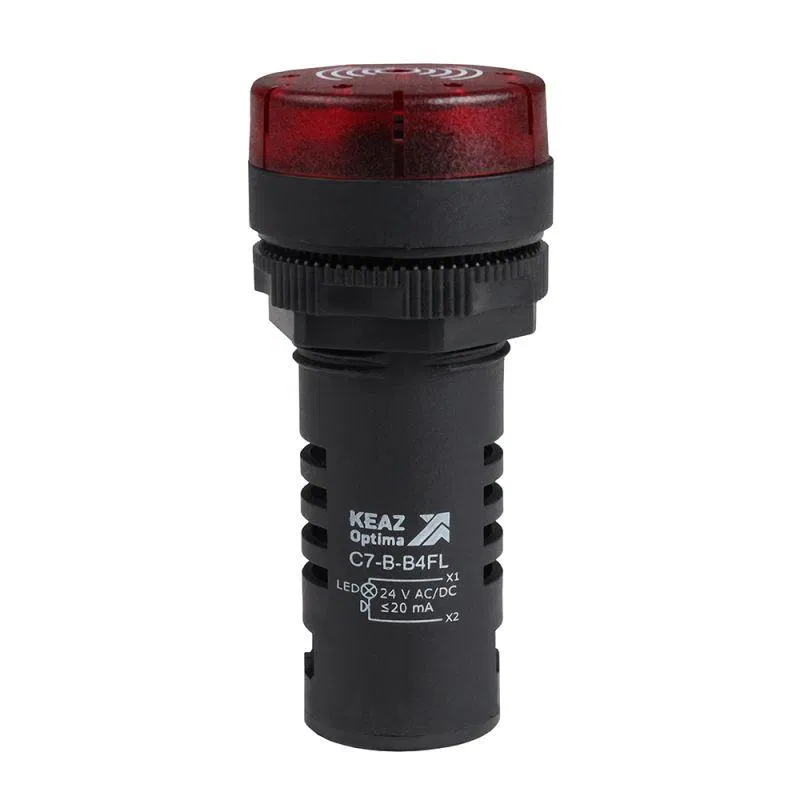 Зуммер с непрерывным сигналом OptiSignal Compact D22 С7-B-B4CL красн. с подсветкой 24В AC/DC КЭАЗ 362176