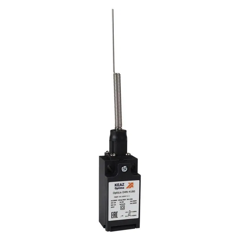Выключатель концевой OptiLiS D4N-4180 пружина со стержнем кошачий ус EN 50047 XCKN2106P20 КЭАЗ 365312