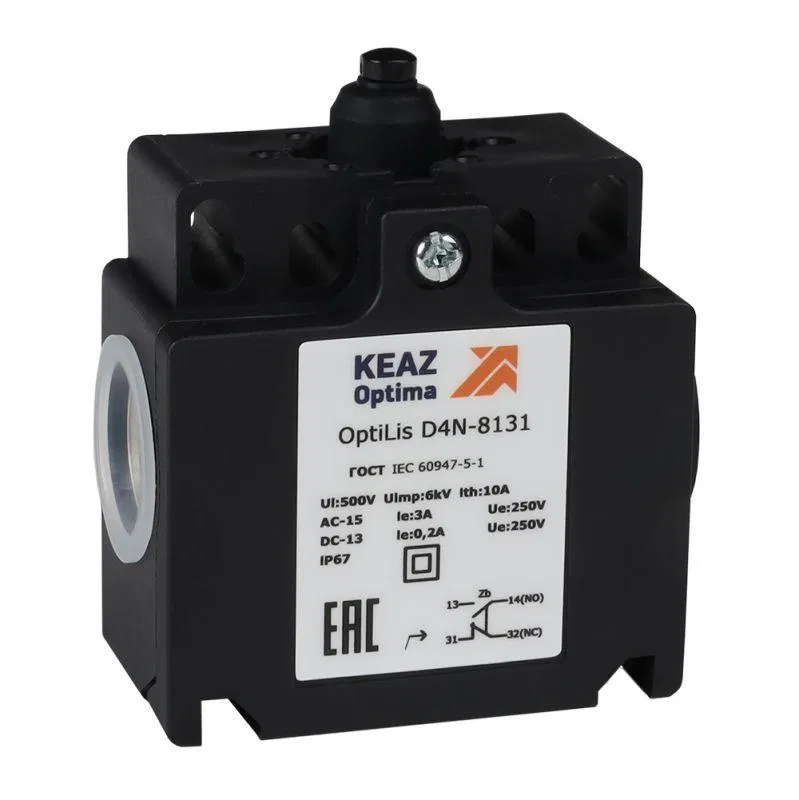 Выключатель концевой OptiLiS D4N-8131 толкатель пластик. EN 50047 XCKT2112P16 КЭАЗ 365314