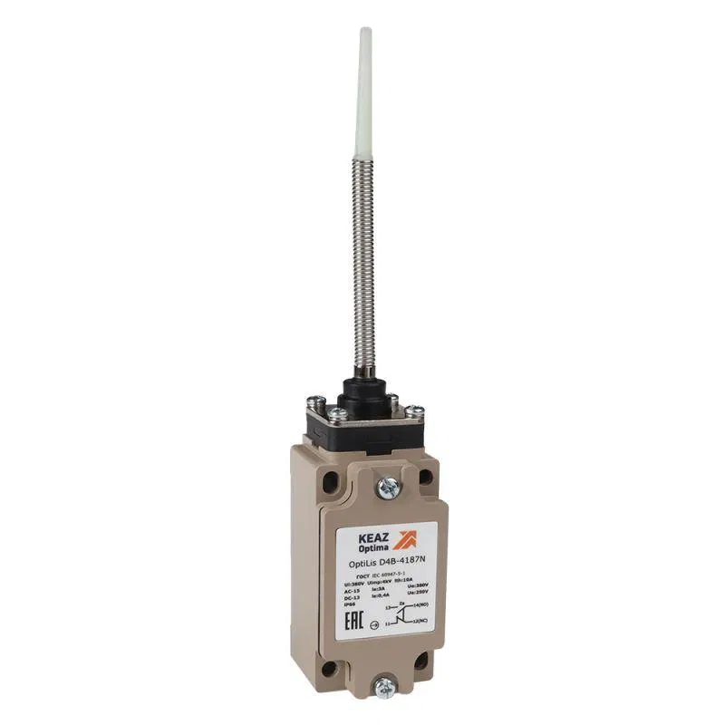 Выключатель концевой OptiLiS D4B-4187N пружина с наконечником пластик. EN 50041 XCKJ107H29 КЭАЗ 365337