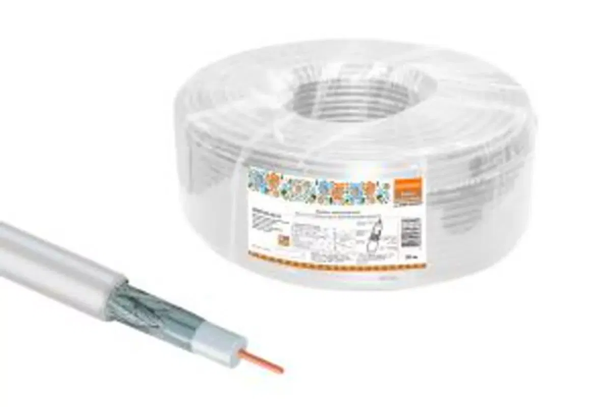 Кабель коаксиальный RG 6 CCS (100м) для внутр. прокладки белый народный