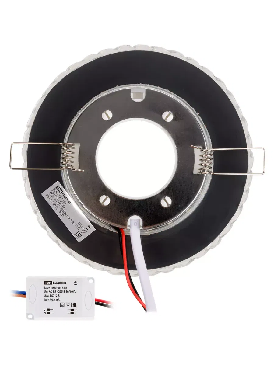 Светильник встраиваемый СВ 03-14 GX53 230В LED подсветка 5 Вт зеркальный/хром TDM