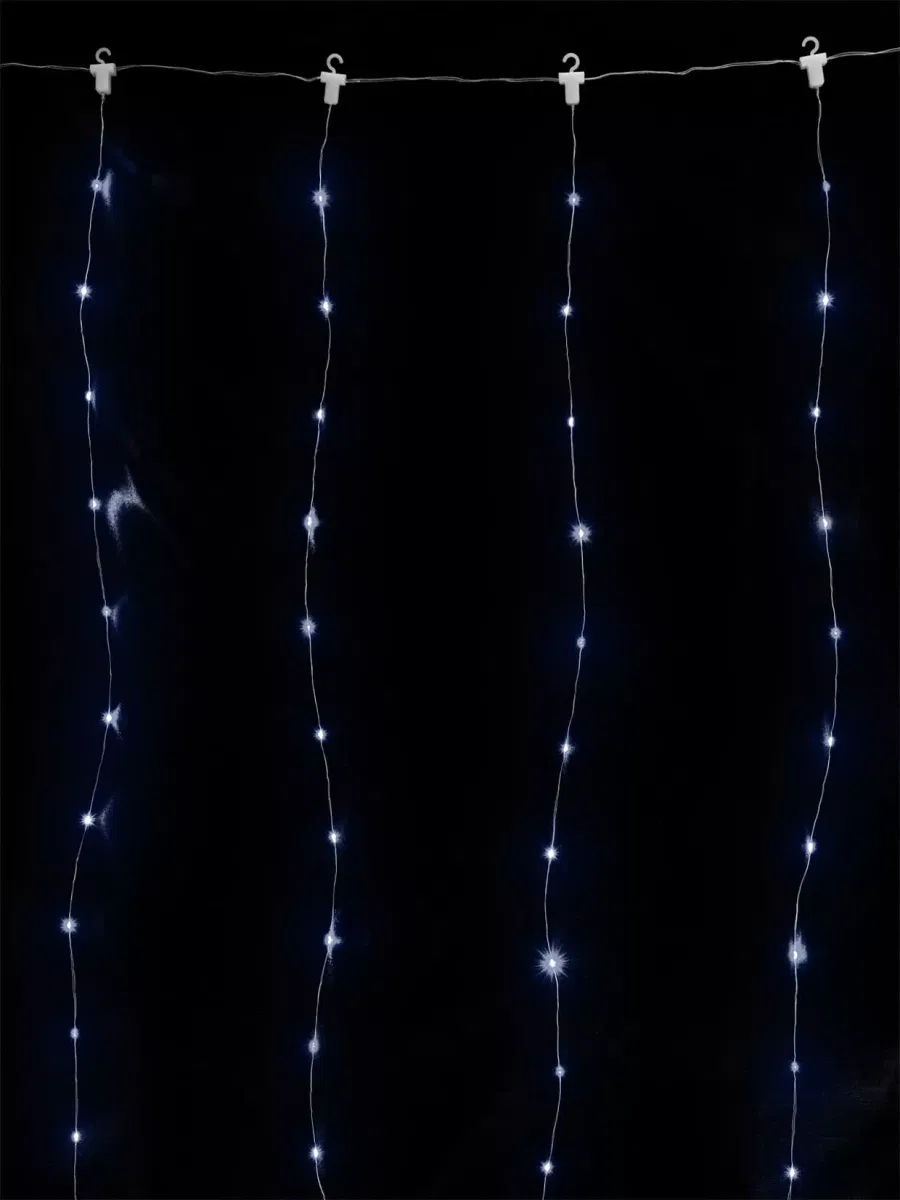 Гирлянда светодиодная "Роса - занавес" 2х2 м, 200LED, белый, ПДУ, USB, IP20, TDM
