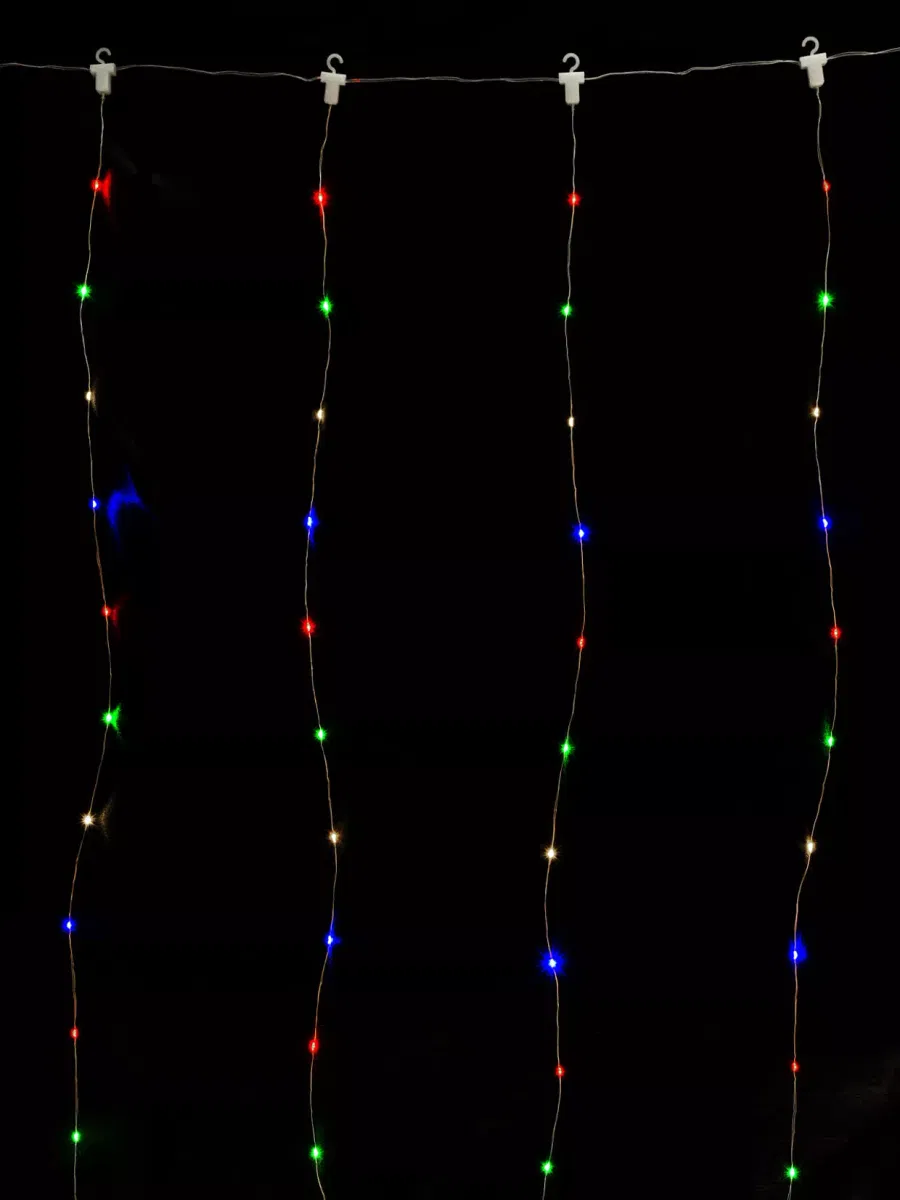 Гирлянда светодиодная "Роса - занавес" 2х2 м, 200LED, многоцветн., ПДУ, USB, IP20, TDM