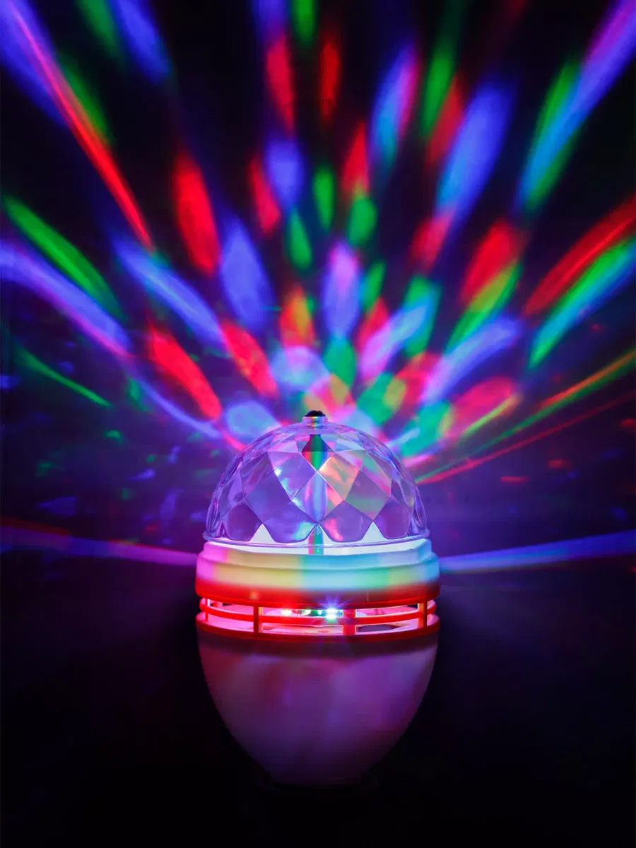 Диско-лампа ДЛ-01 с цоколем Е27, 3 Вт, RGB, 220 В, белый, TDM