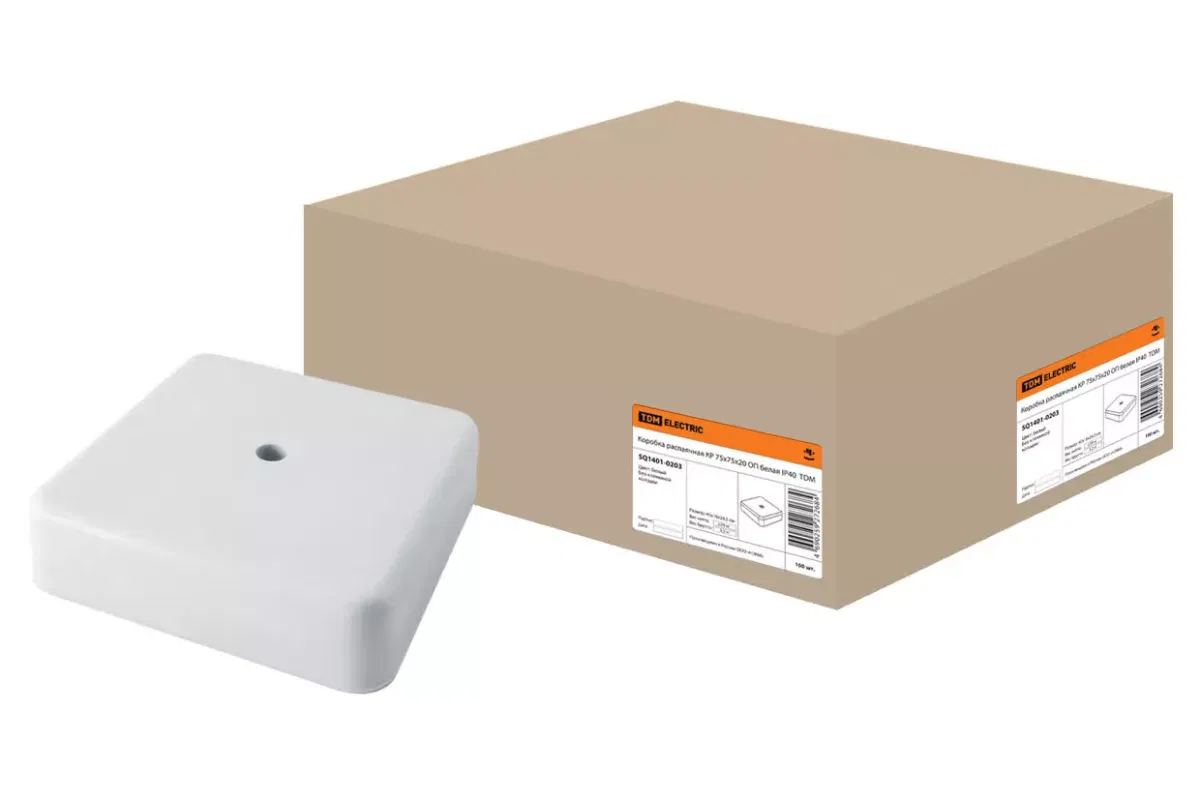 Коробка распаячная КР 75х75х20 ОП белая IP40 TDM