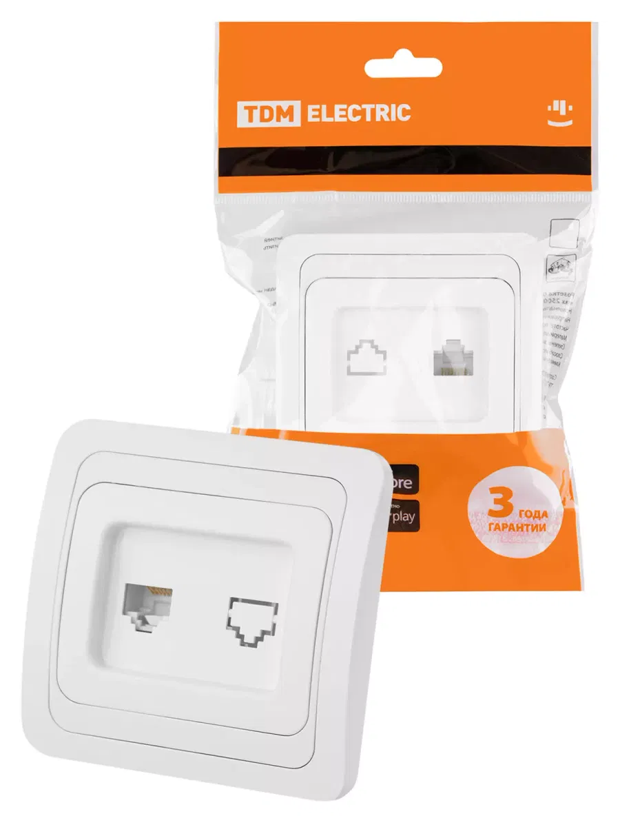 Розетка компьютерная RJ-45 белая "Валдай" TDM