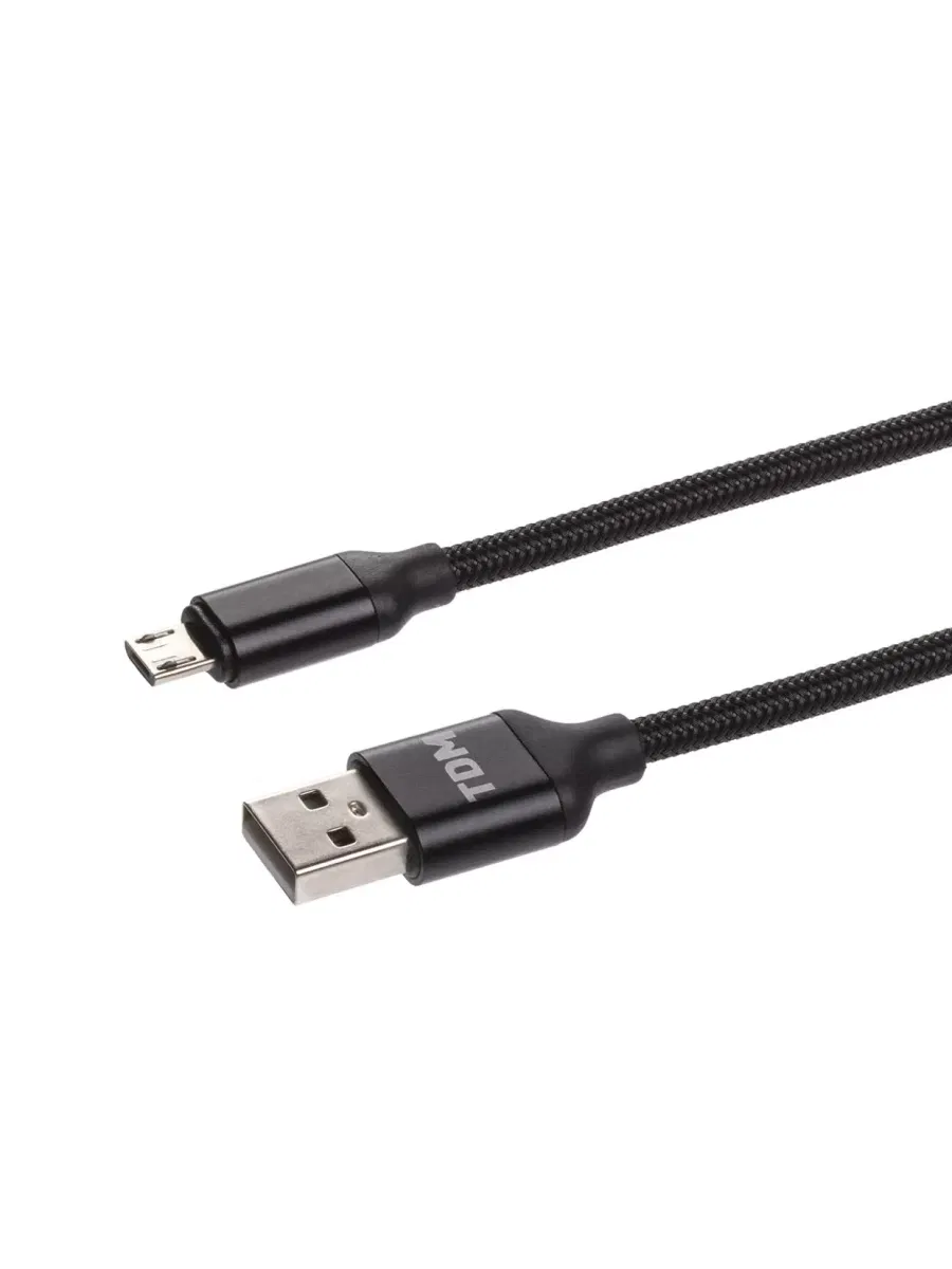 Дата-кабель, ДК 8, USB - USB Type-C, 1 м, тканевая оплетка, черный, TDM