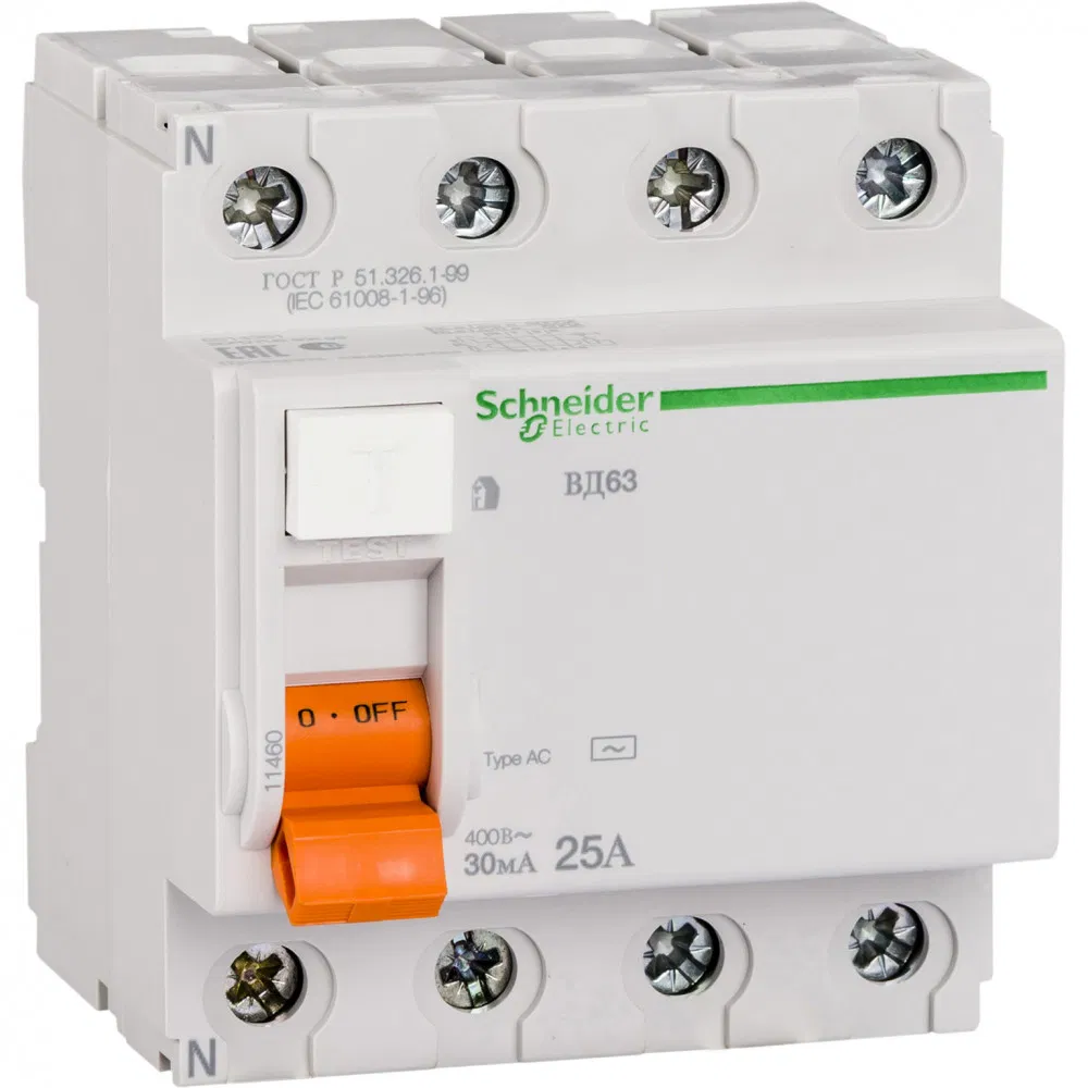 Диф. Выкл. Нагрузки Вд63 4П 25A 30Ma Ас, Испания 11460 Schneider Electric
