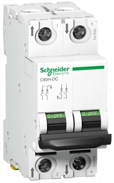 Выключатель автоматический модульный 2п C 0.5А C60H-DC DC Schneider Electric A9N61520