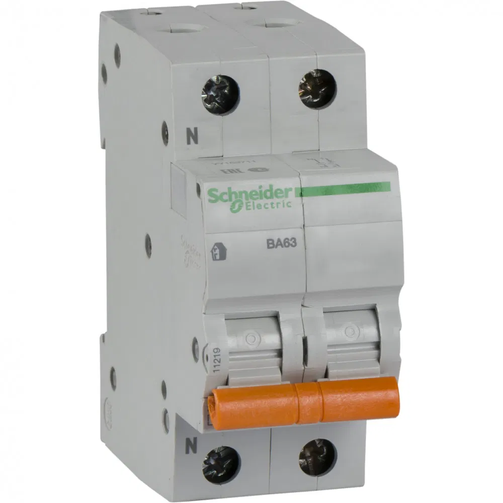 Автоматический Выключатель Ва63 1П+Н 63A C 4,5 Ка, Болгария/Италия 11219 Schneider Electric
