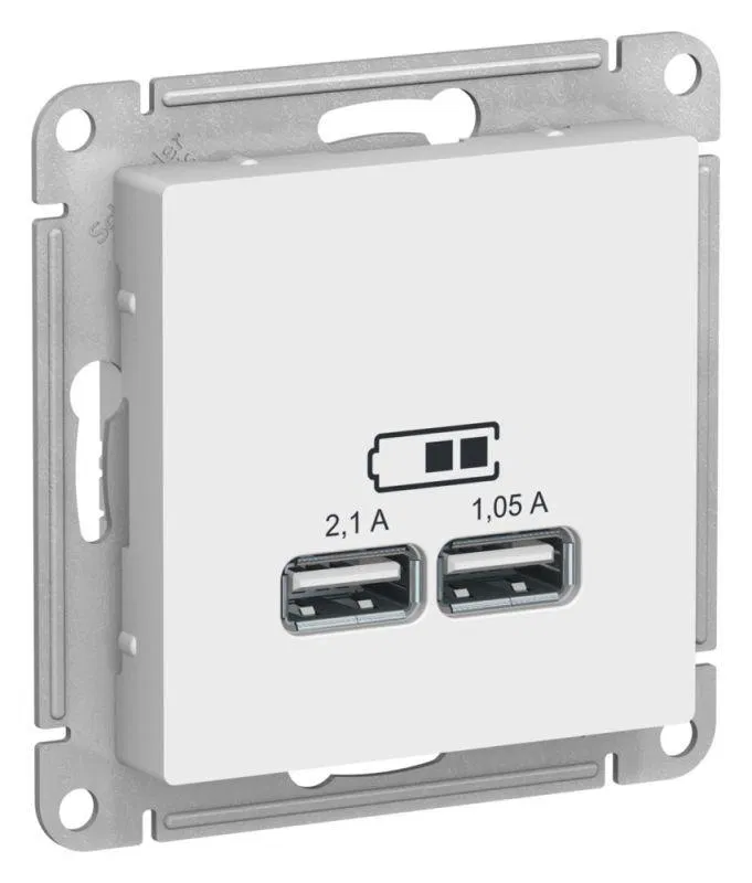 Розетка USB AtlasDesign тип A+A 5В/2.1А 2х5В/1.05А механизм лотос SE ATN001333