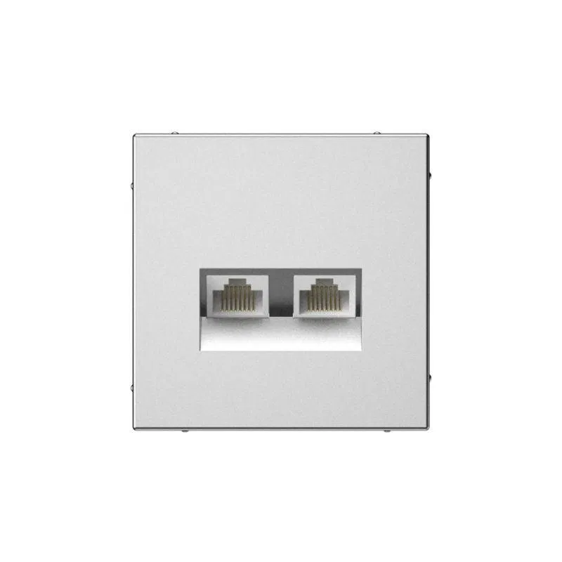 Розетка компьютерная 2-м ArtGallery RJ45 + RJ45 кат.5E механизм сталь SE GAL000985