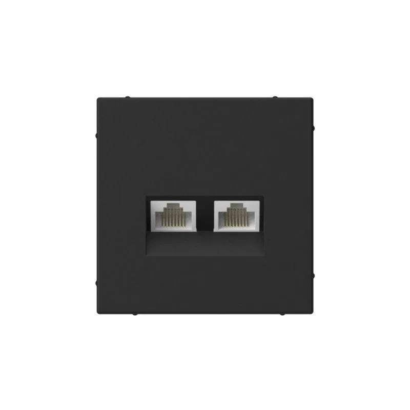 Розетка компьютерная 2-м ArtGallery RJ45 + RJ45 кат.5E механизм карбон SE GAL001085