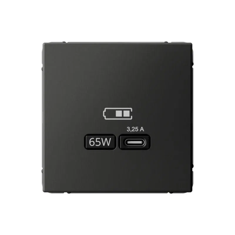 Розетка USB ArtGallery тип C 65Вт QC PD высокоскор. ЗУ механизм базальт SE GAL001427