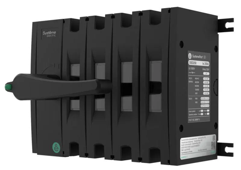 Выключатель-разъединитель SYSTEMEPACT SD250 4п 250А рукоятка фронт. слева (зак. отдельно) SE SSD02504LF0250