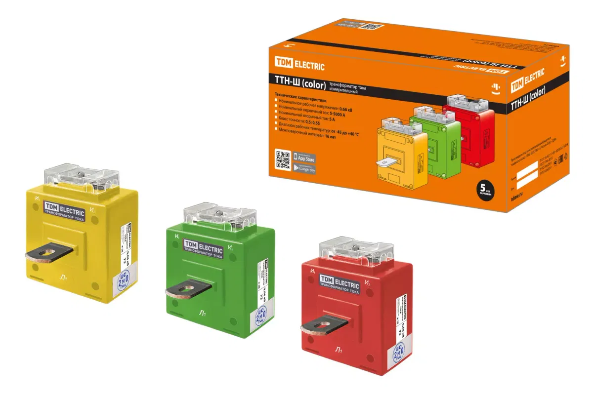 Трансформатор тока измерительный ТТН-Ш 250/5- 5VA/0,5-Р (3 шт., color) TDM