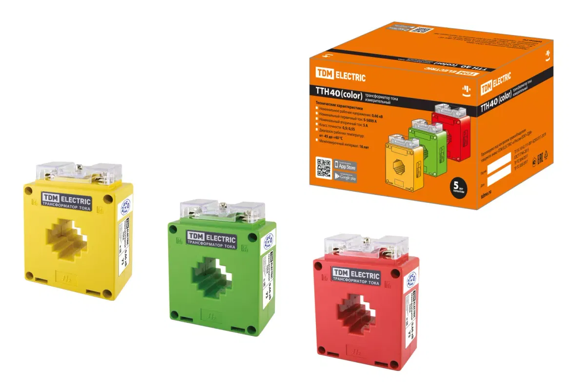 Трансформатор тока измерительный ТТН  40/300/5-5VA/0,5-Р (3 шт., color) TDM
