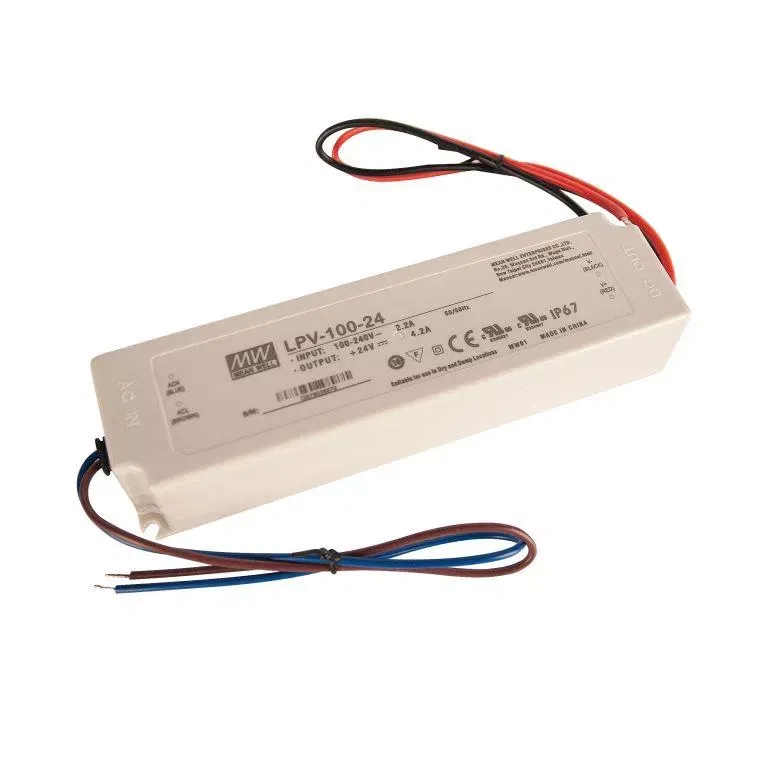 Драйвер 100Вт 24V для светодиодной ленты Meanwell LPV-100-24 IP67 190x52x37 мм Varton LPV-100-24